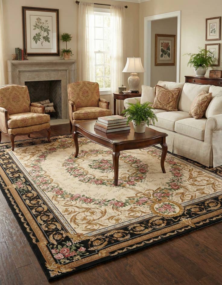 Detail image of 7' 10 x 10'  Washable Traditional Indoor / Outdoor Rug
