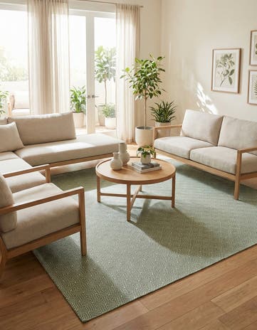 Green Hand Woven Geo Trellis Flatweave Rug
