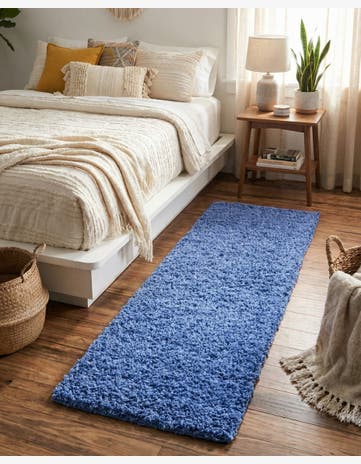 Periwinkle Blue Solid Shag Runner Rug