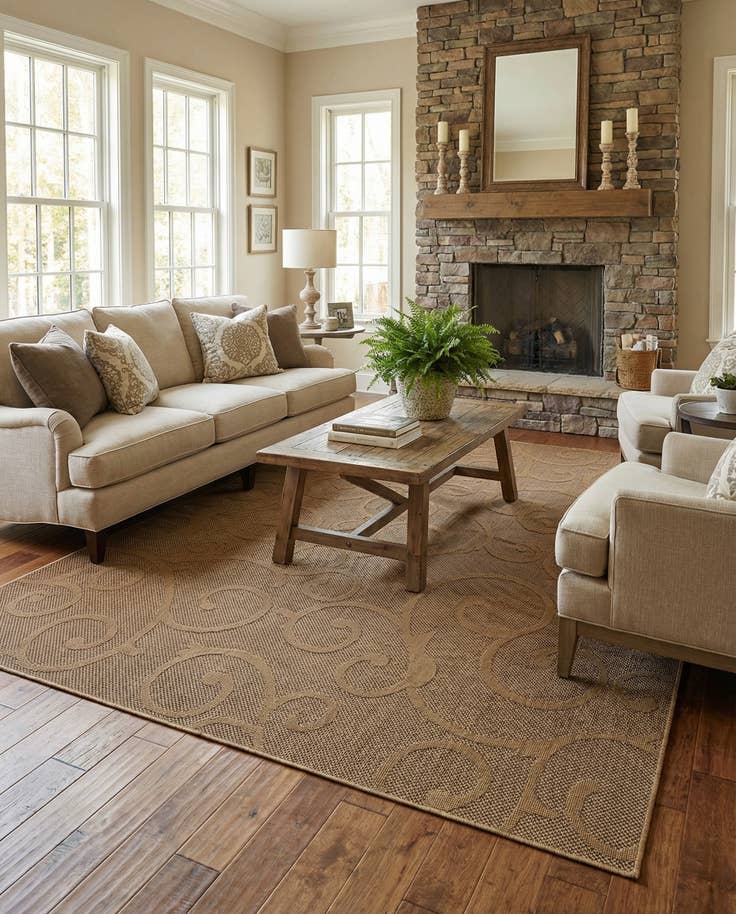 Detail image of 9' x 12' 2 Easy-Clean Botanical Indoor / Outdoor Rug