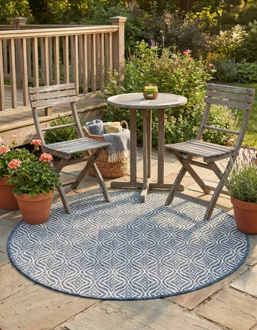 4' x 4' Easy-Clean Lattice Indoor / Outdoor Round Rug