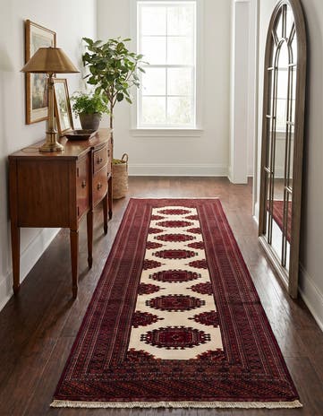 3' 4 x 9' 3 Hand Knotted Bokhara Oriental Wool Runner Rug