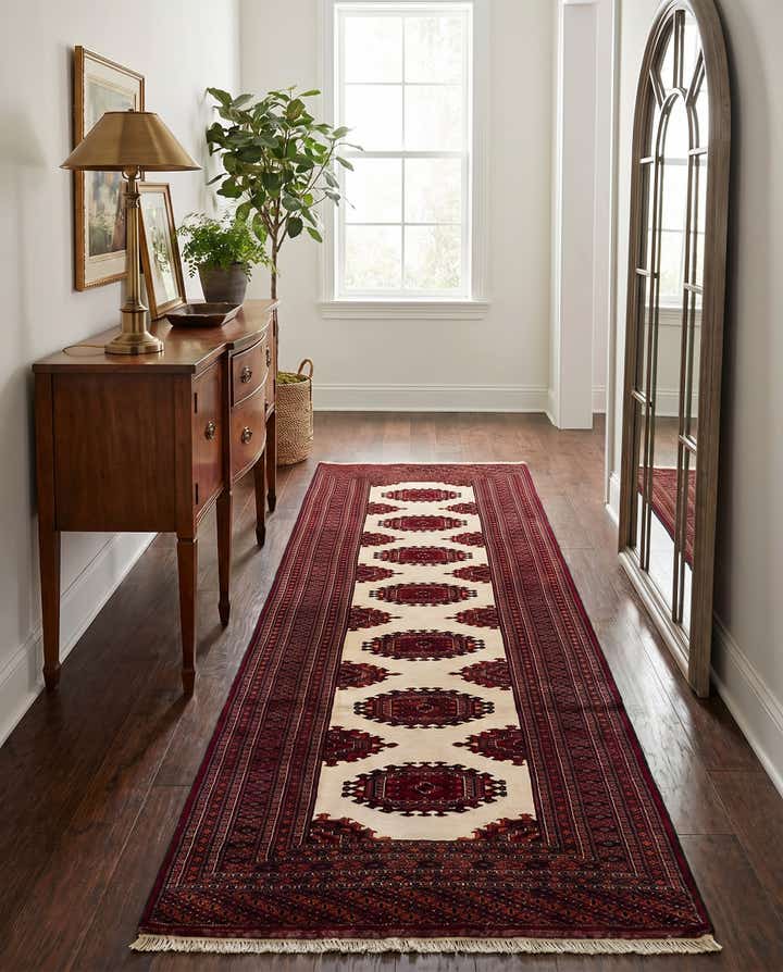 3' 4 x 9' 3 Hand Knotted Bokhara Oriental Wool Runner Rug