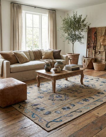 5' 10 x 7' 6 Hand Woven Kilim Suzani Wool Rug