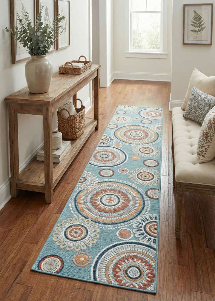 2' 7 x 12' Easy-Clean Botanical Indoor / Outdoor Runner Rug