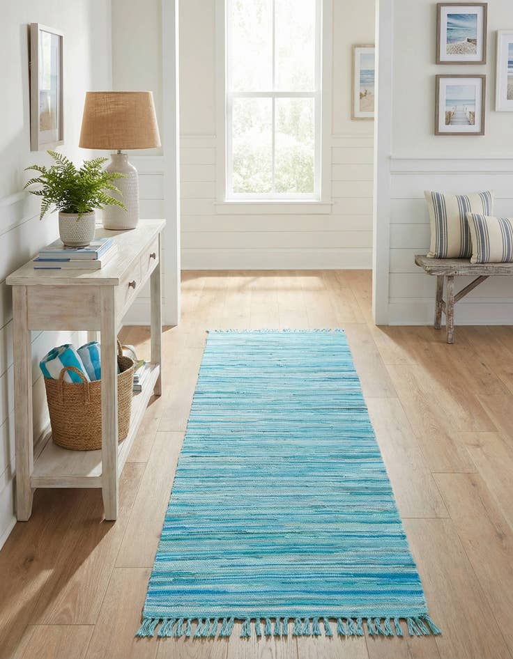 Detail image of  2' 7 x 9' 10  Hand Woven Chindi Cotton Runner Rug