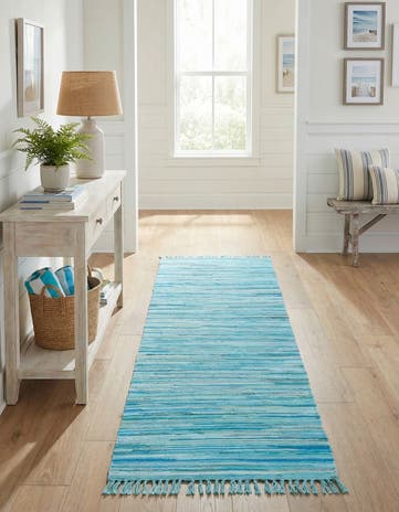 2' 7 x 9' 10 Hand Woven Chindi Cotton Runner Rug