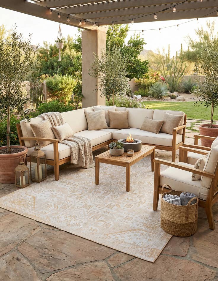 Detail image of  10' x 14'  Washable Aztec Indoor / Outdoor Rug