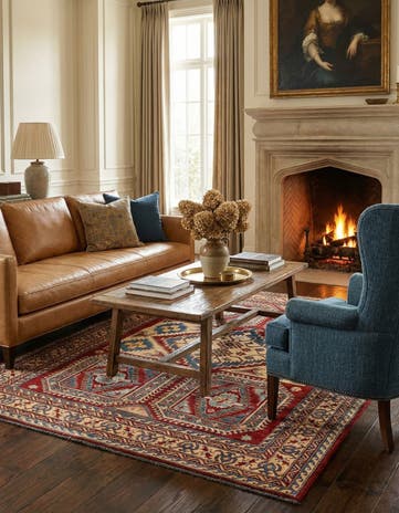 7' 1 x 8' 5 Hand Knotted Kazak Wool Rug