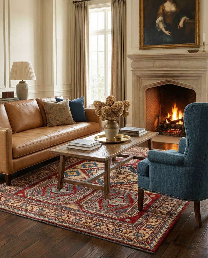 7' 1 x 8' 5 Hand Knotted Kazak Wool Rug