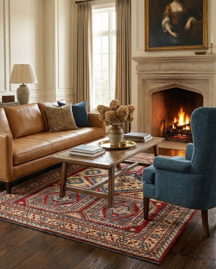 Detail image of 7' 1 x 8' 5 Hand Knotted Kazak Wool Rug