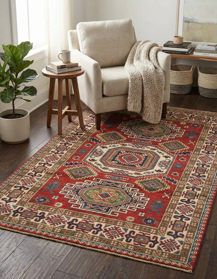 Detail image of 4' x 6'  Hand Knotted Kazak Rug