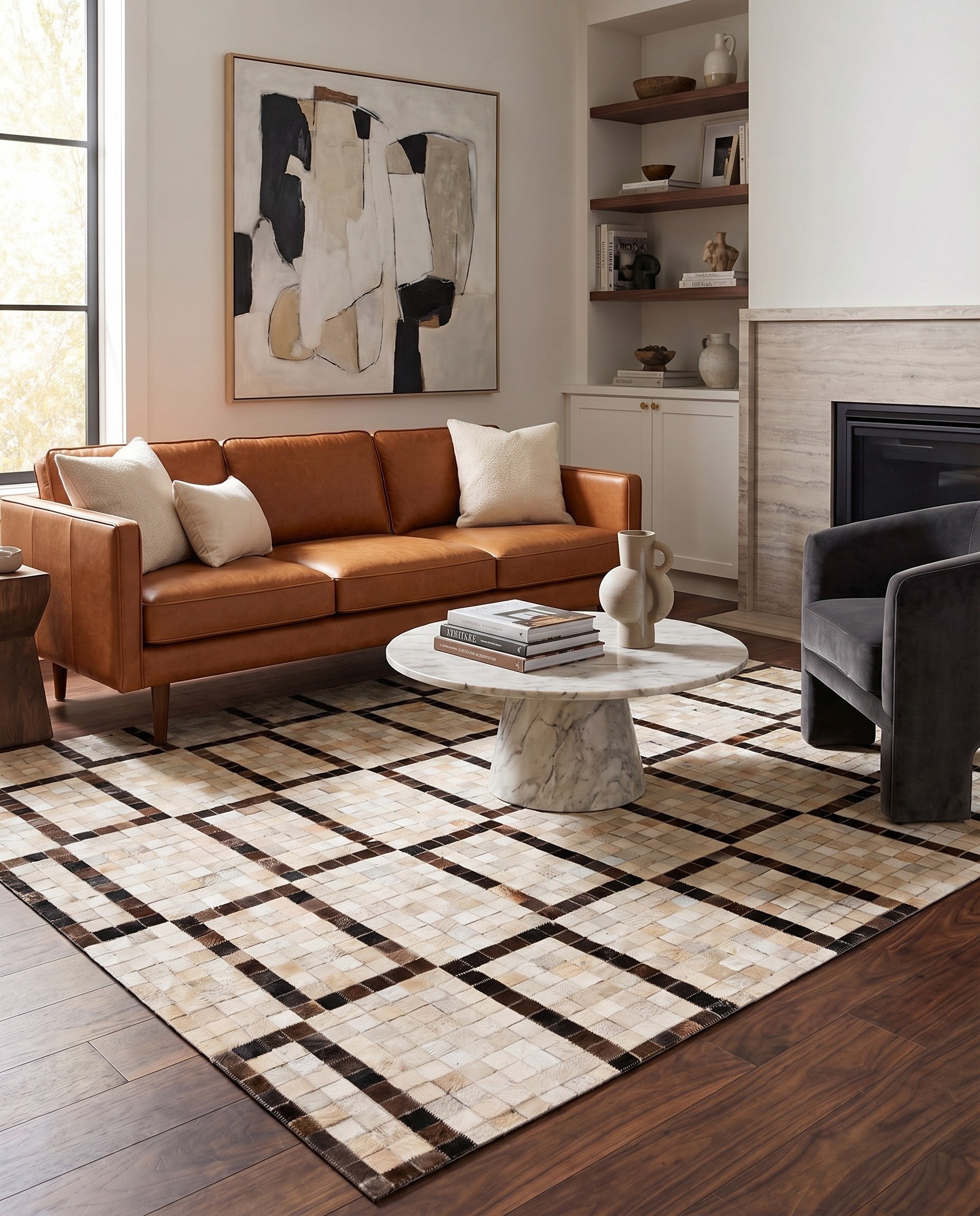 5' 1 x 8' Cowhide Stocks Rug