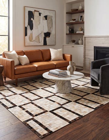 5' 1 x 8' Cowhide Stocks Rug