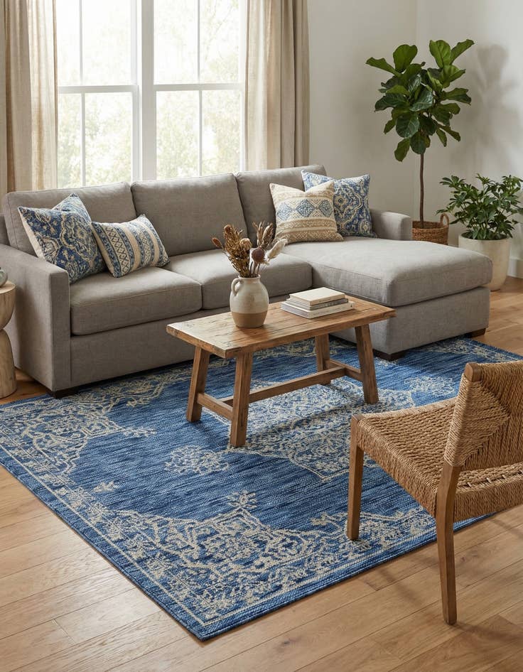 Detail image of 4' x 6'  Washable Traditional Indoor / Outdoor Rug