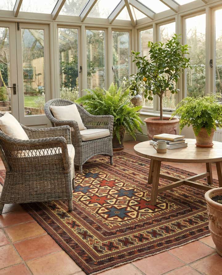 6' 4 x 8' 10 Hand Knotted Sumak Wool Rug