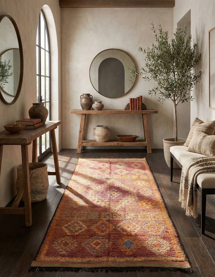 Detail image of 5' 10 x 15' 5  Hand Knotted Moroccan Wool Runner Rug