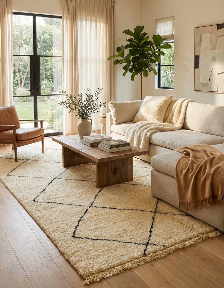 Detail image of 7' x 10'  Hand Knotted Moroccan Wool Rug