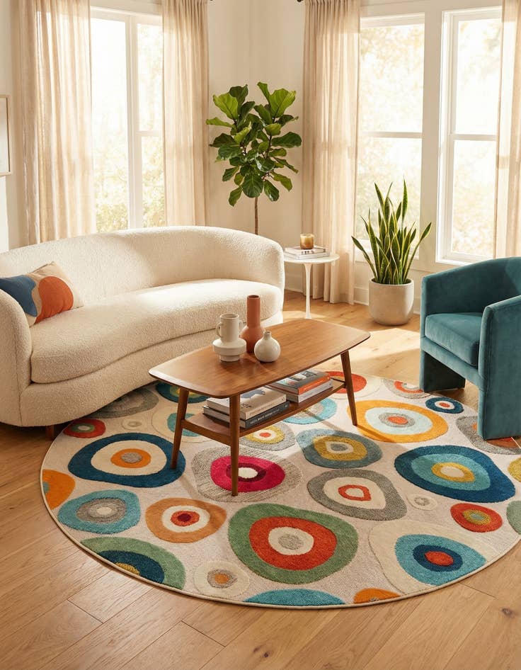 Detail image of 7' 10 x 7' 10 Easy-Clean Casablanca Indoor / Outdoor Round Rug