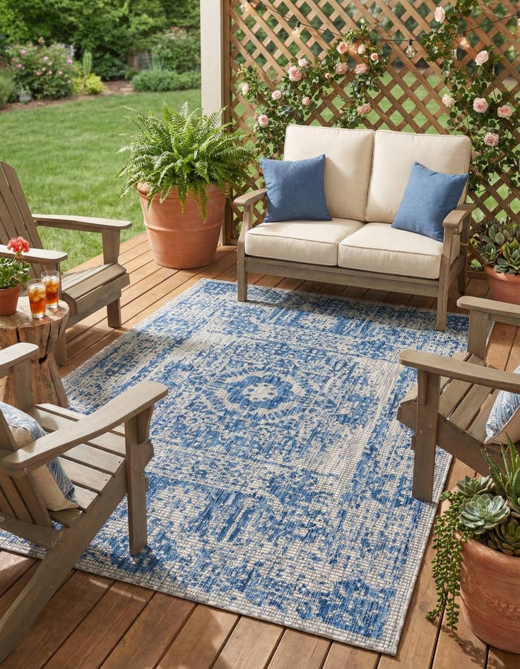 Detail image of 4' x 6'  Washable Traditional Indoor / Outdoor Rug