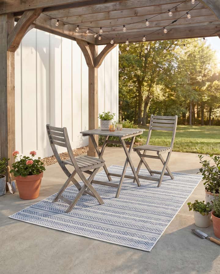 4' x 6' Easy-Clean Striped Indoor / Outdoor Rug
