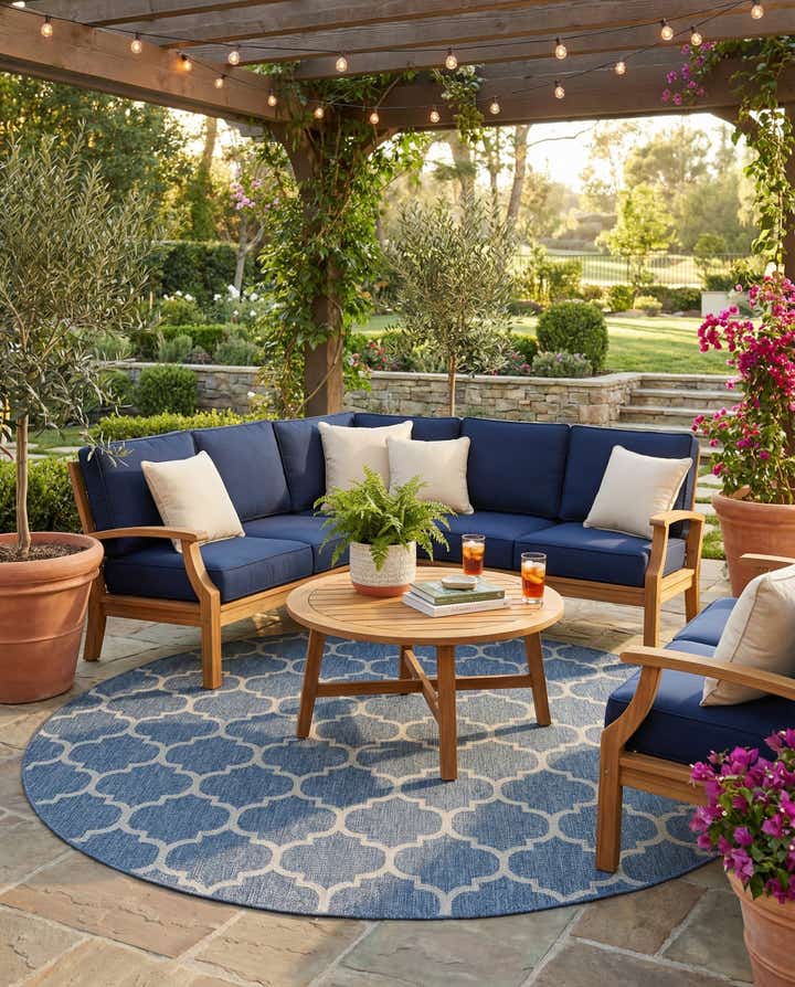 10' x 10' Easy-Clean Lattice Indoor / Outdoor Round Rug