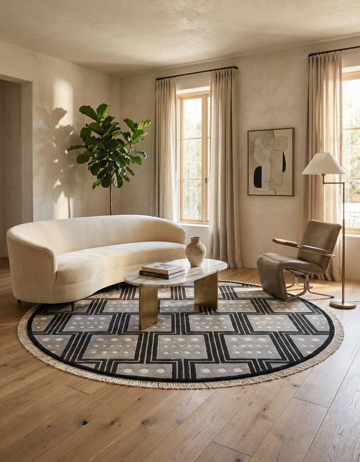 Detail image of 6' 5 x 6' 5  Hand Knotted Darya Wool Round Rug