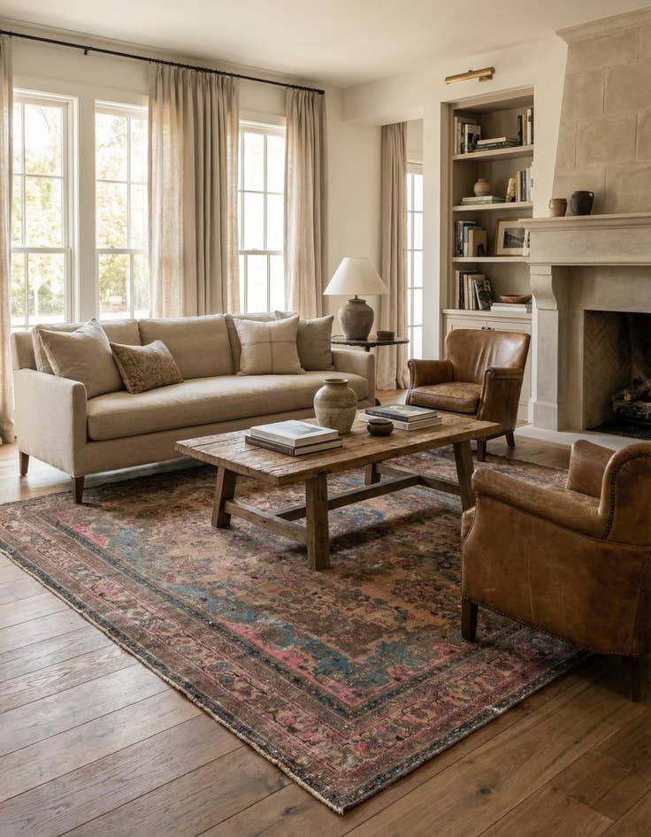 Detail image of 6' 7 x 9' 8  Hand Knotted Ultra Vintage Persian Wool Rug