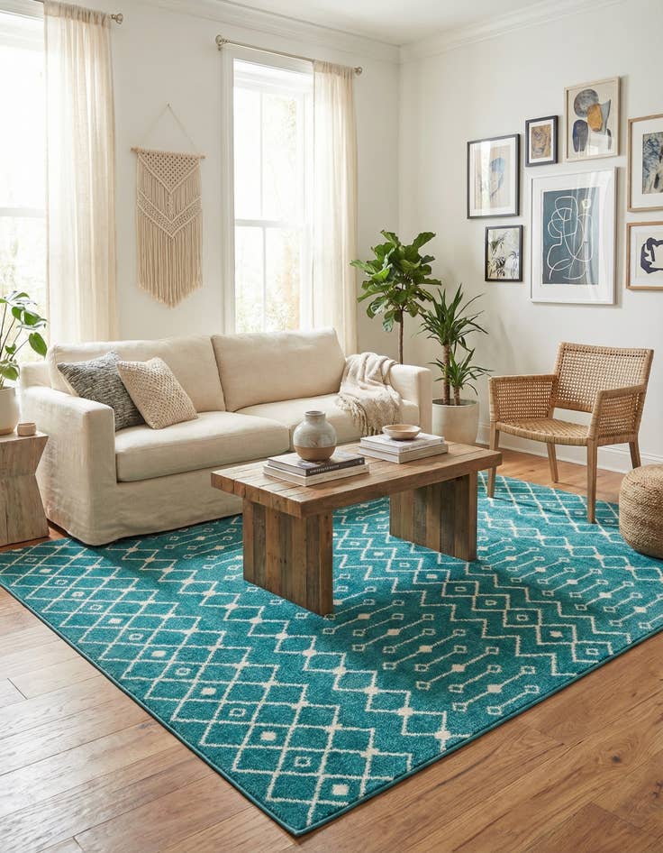 Detail image of 10' x 10' Moroccan Trellis Square Rug