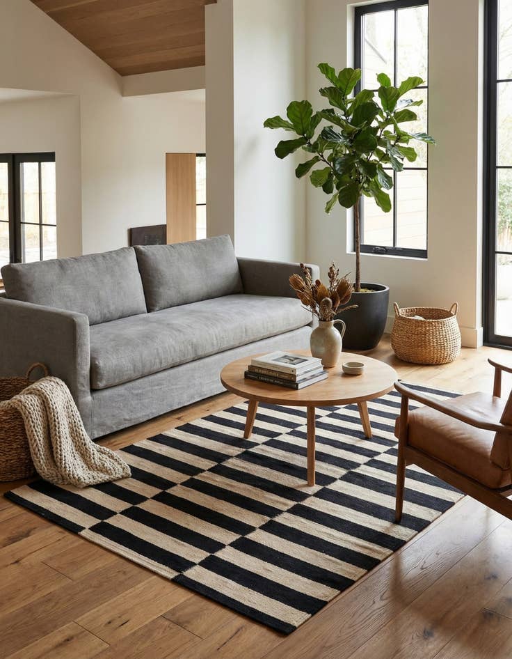 Detail image of 3' 3 x 4' 8  Hand Woven Kilim Modern Wool Rug