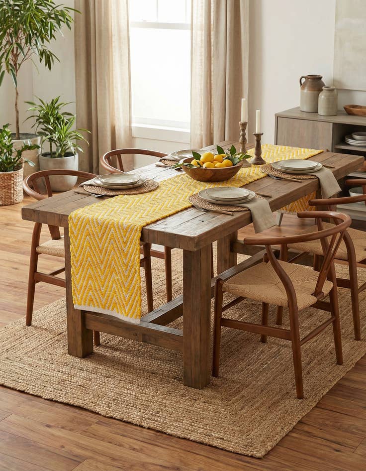 Detail image of  1' 2 x 6' 1  Hand Woven Chindi Chevron Table Runner Rug