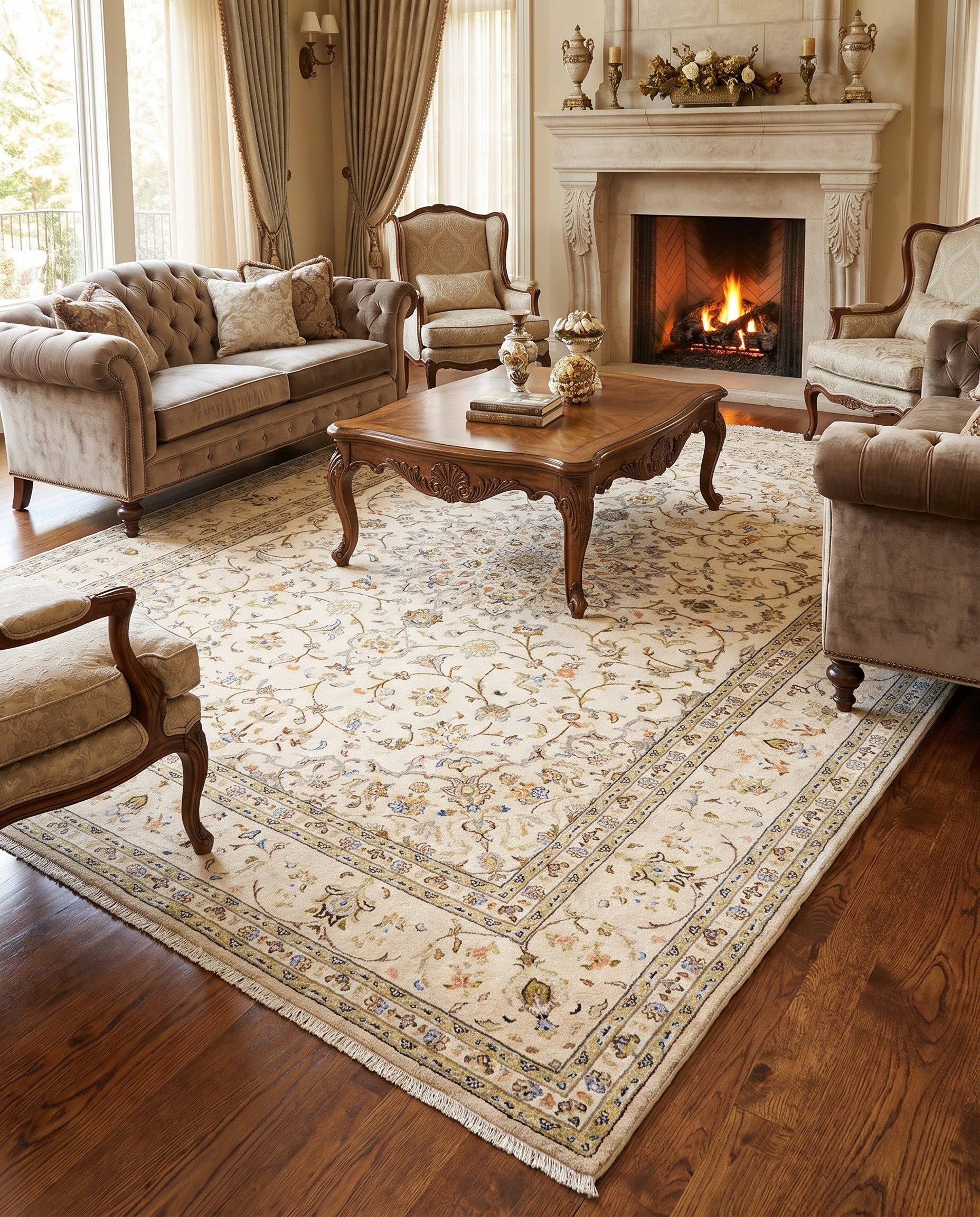 8' 2 x 10' 11 Kashan Wool Rug