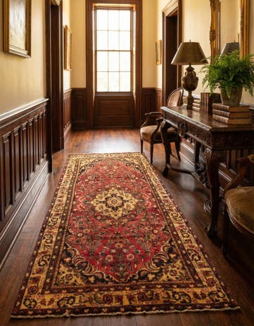 4' 9 x 9' 9 Hand Knotted Bachtiar Persian Wool Runner Rug