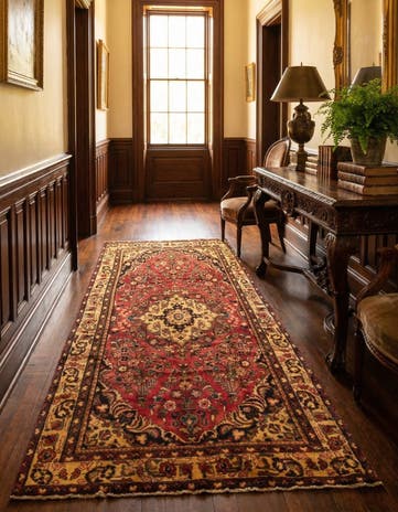 4' 9 x 9' 9 Hand Knotted Bachtiar Persian Wool Runner Rug