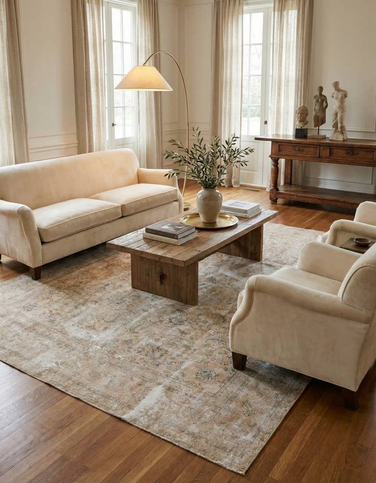 Detail image of 9' 7 x 13'  Hand Knotted Ultra Vintage Persian Wool Rug