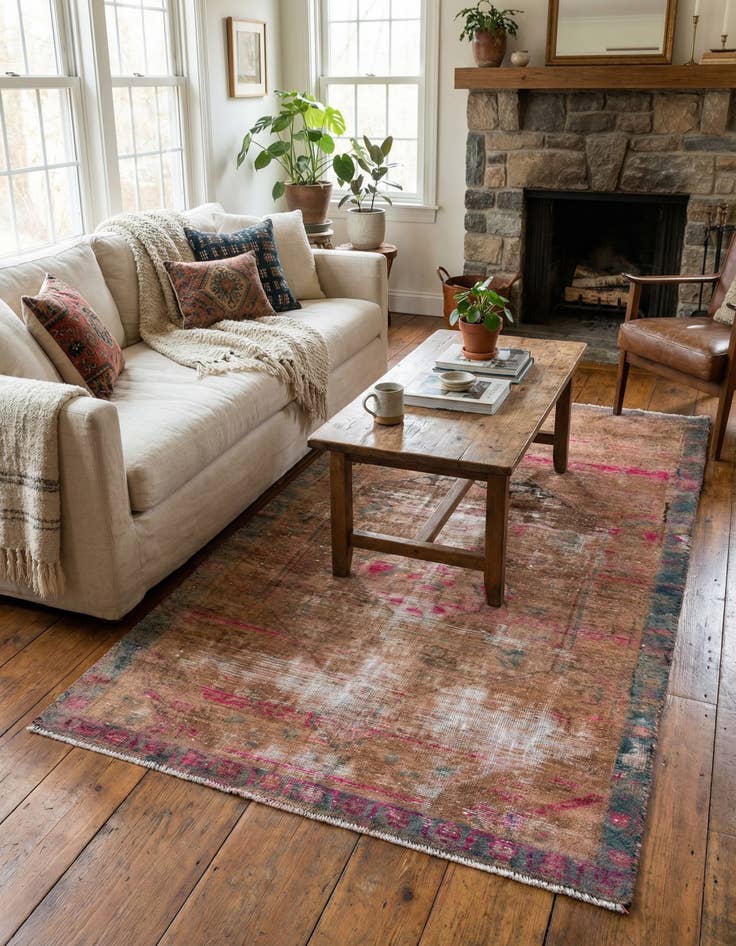 Detail image of 3' 6 x 6' 9  Hand Knotted Ultra Vintage Persian Wool Rug