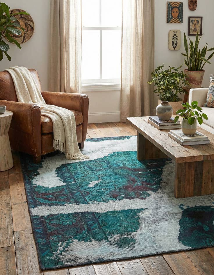 Detail image of 4' 6 x 6' 2  Hand Knotted Ultra Vintage Persian Wool Rug