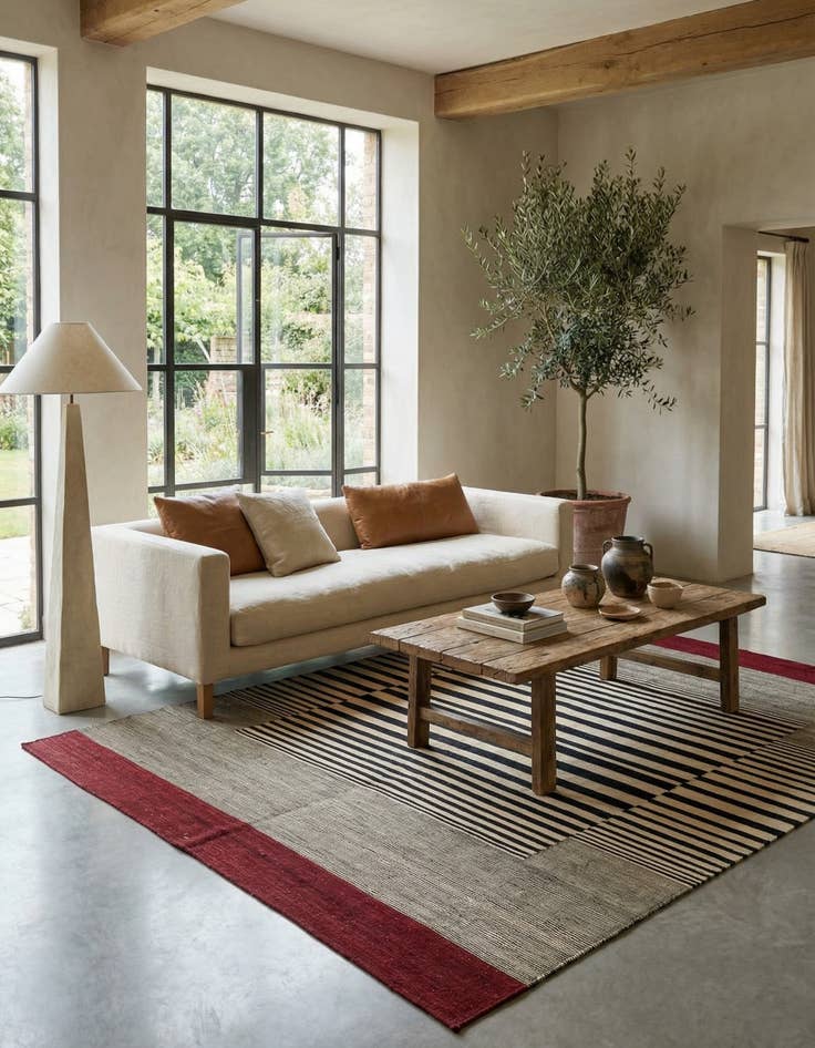 Detail image of 6' 2 x 7' 7  Hand Woven Kilim Modern Wool Rug