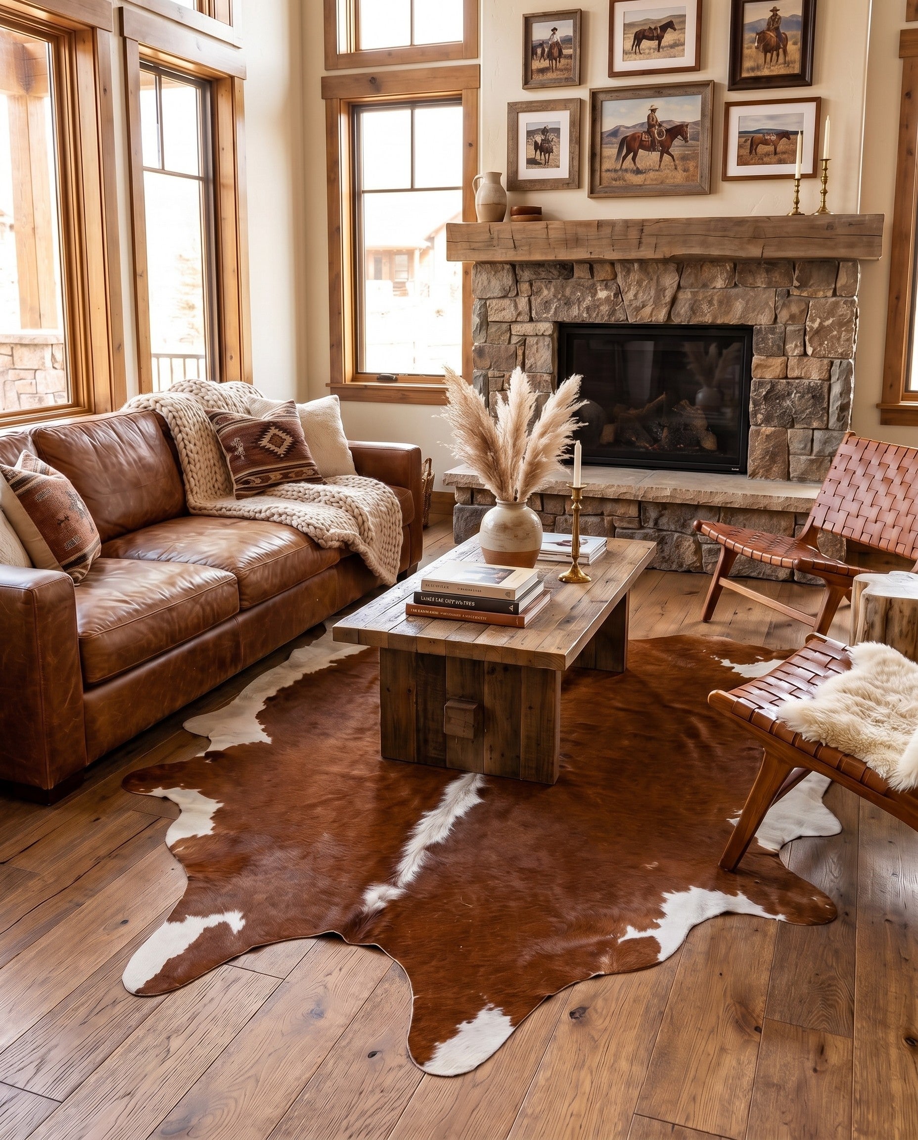5' 1 x 6' 2 Cowhide Leather Rug