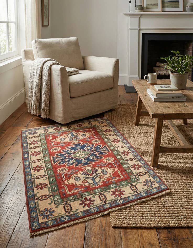 Detail image of 2' 8 x 4' 1  Hand Knotted Kazak Rug