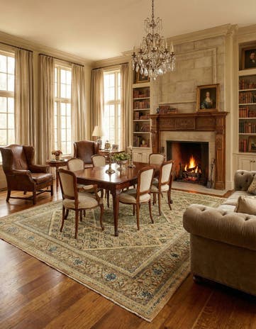 10' x 13' 2 Hand Knotted Farahan Persian Wool Rug