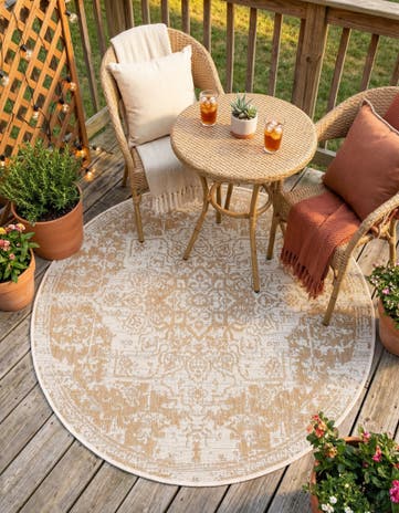 4' x 4' Easy-Clean Jill Zarin Dubai Indoor / Outdoor Round Rug