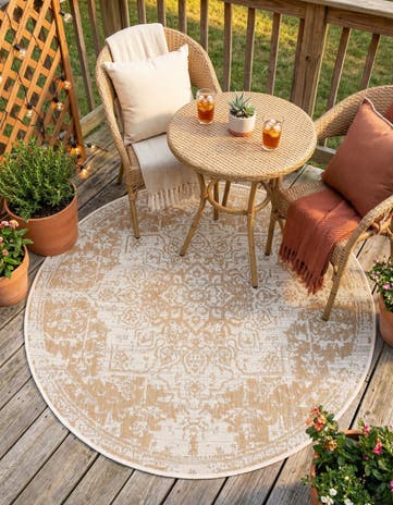 4' x 4' Easy-Clean Jill Zarin Dubai Indoor / Outdoor Round Rug