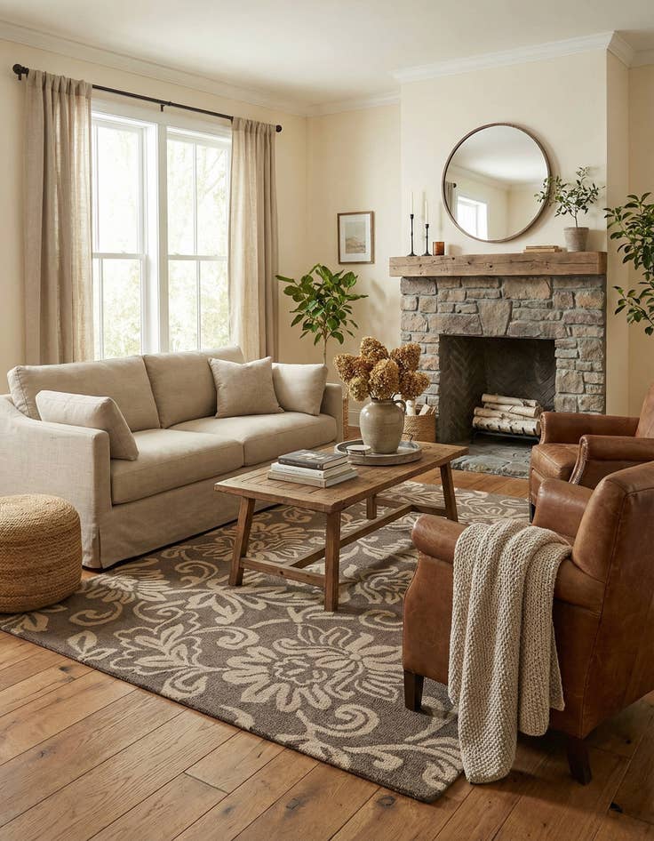 Detail image of 5' x 8' Agra Wool Rug