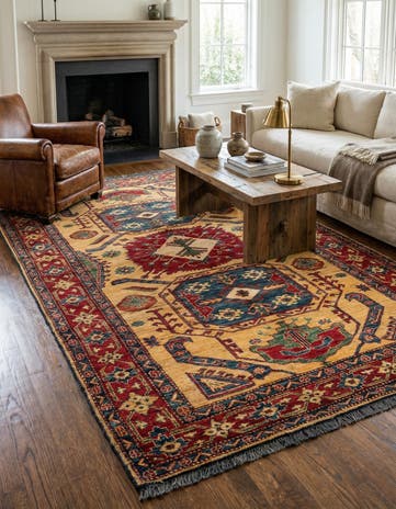 4' 9 x 8' 4 Hand Knotted Kazak Wool Rug