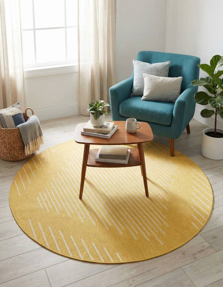 Detail image of 6' x 6'  Washable Modern Indoor / Outdoor Round Rug