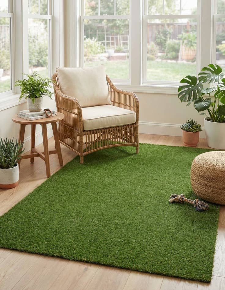 Detail image of 5' x 8'  Washable Grass Indoor / Outdoor Rug