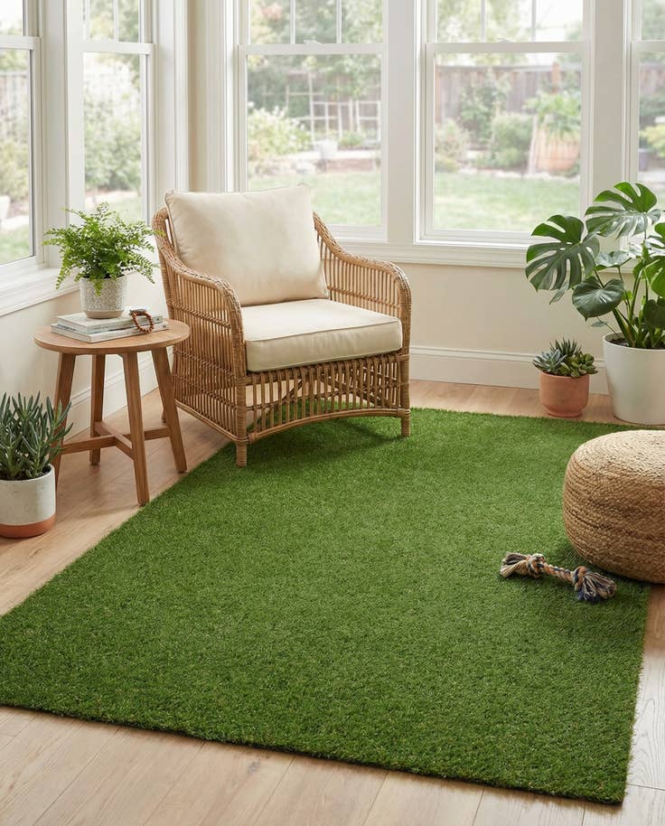 Detail image of 5' x 8' Easy-Clean Grass Indoor / Outdoor Rug