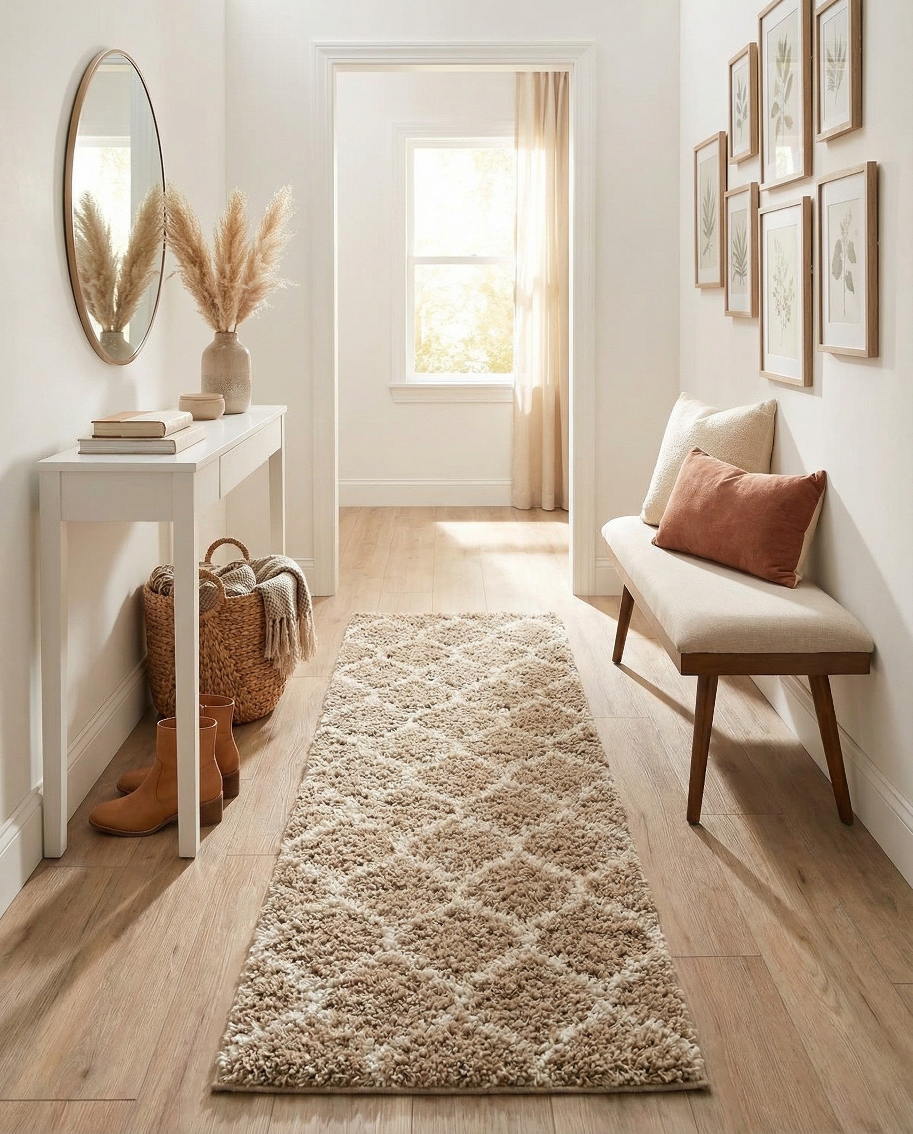  2' x 8' Lattice Shag Runner Rug