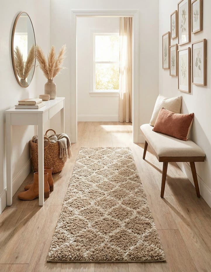 2' x 8' Lattice Shag Runner Rug